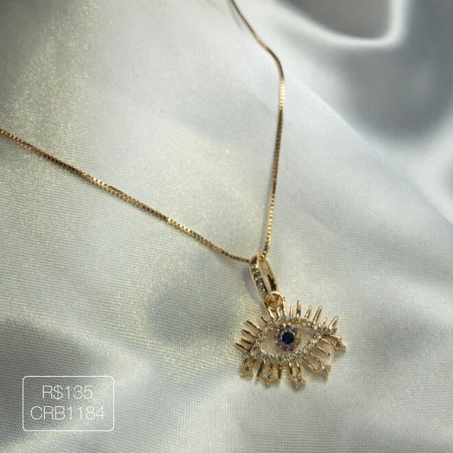 Colar Olho Grego Cílios 50Cm